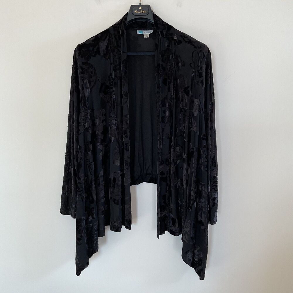 VT Luxe Velvet Burnout Whimsigoth Top Womens 3X Black Asymmetric Hem Luxe Grunge